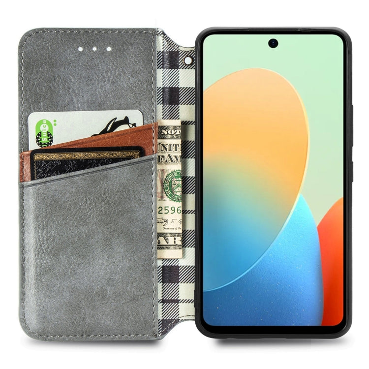 For Tecno Spark Go 2024 Cubic Grid Pressed Magnetic Leather Phone Case(Grey) by buy2fix