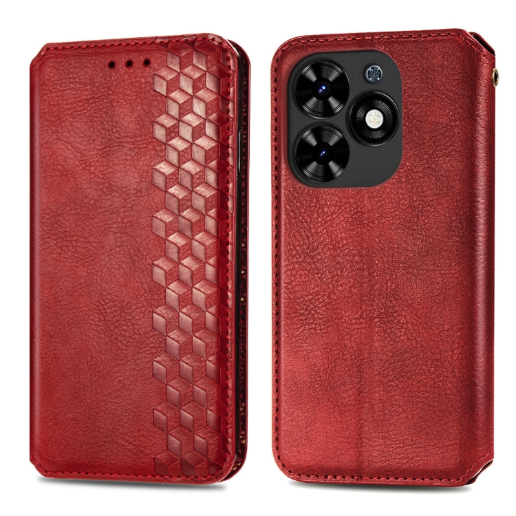 For Tecno Spark Go 2024 Cubic Grid Pressed Magnetic Leather Phone Case(Red) by buy2fix