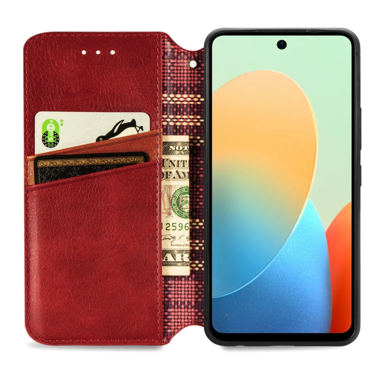 For Tecno Spark Go 2024 Cubic Grid Pressed Magnetic Leather Phone Case(Red) by buy2fix