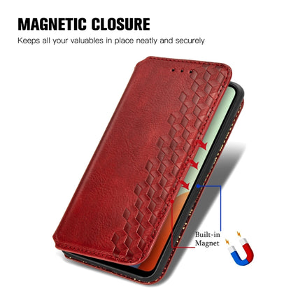 For Tecno Spark Go 2024 Cubic Grid Pressed Magnetic Leather Phone Case(Red) by buy2fix