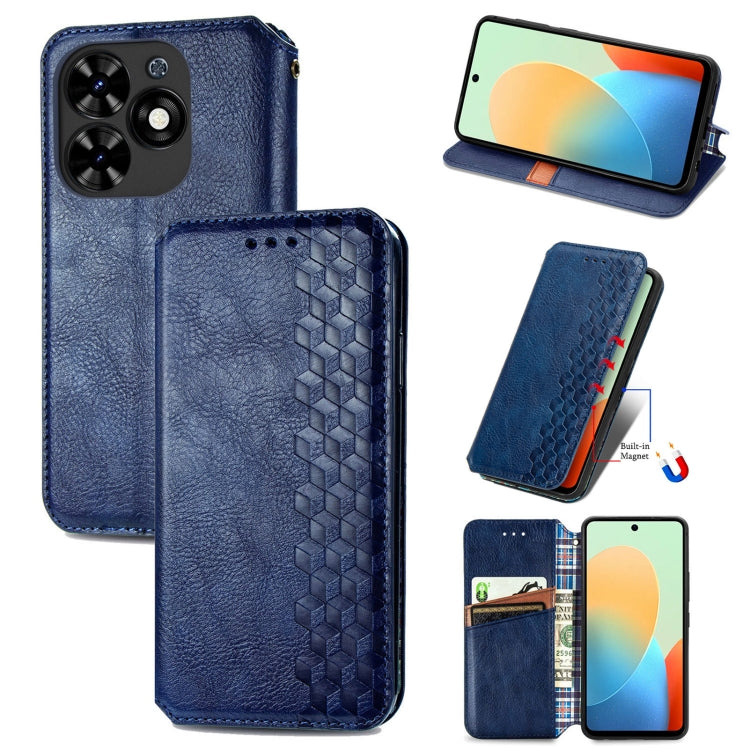 For Tecno Spark Go 2024 Cubic Grid Pressed Magnetic Leather Phone Case(Blue) by buy2fix