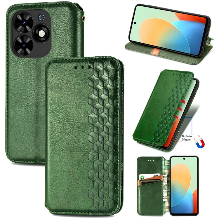 For Tecno Spark Go 2024 Cubic Grid Pressed Magnetic Leather Phone Case(Green) by buy2fix