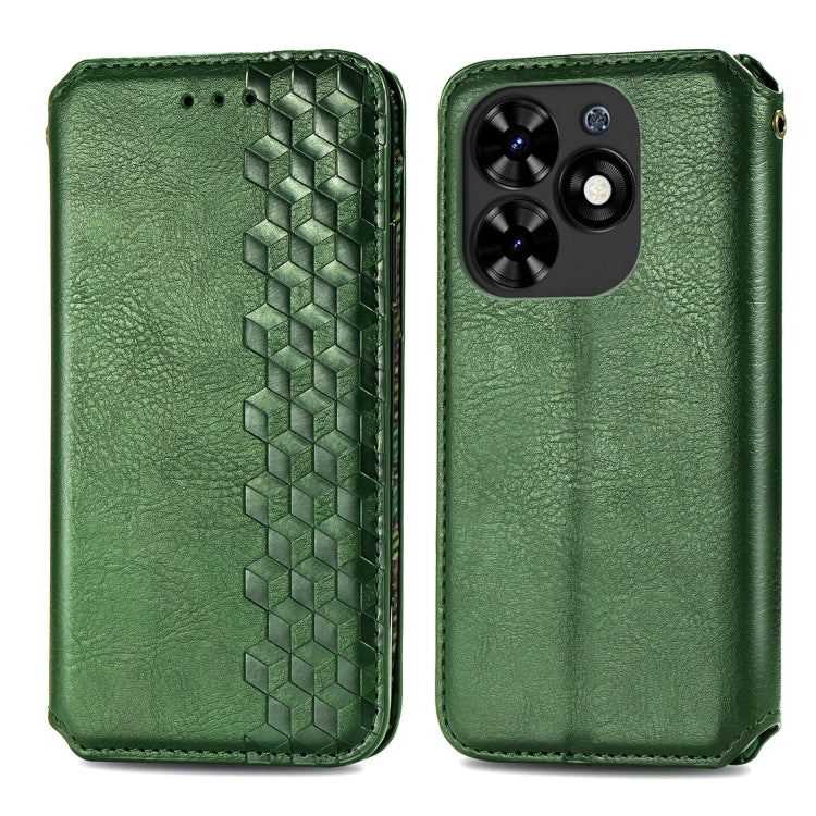 For Tecno Spark Go 2024 Cubic Grid Pressed Magnetic Leather Phone Case(Green) by buy2fix