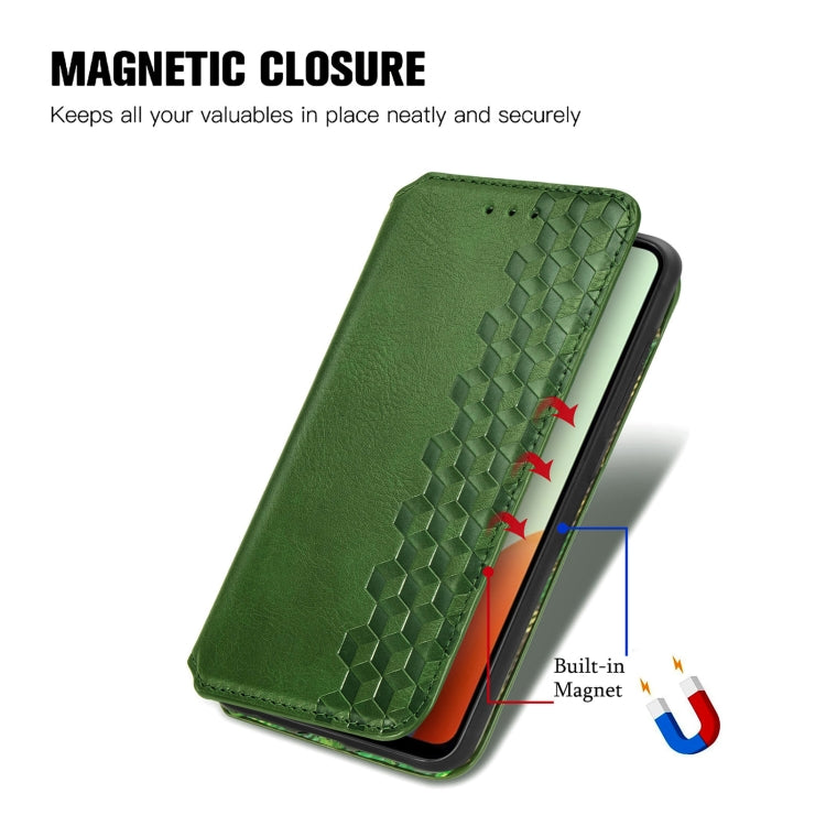 For Tecno Spark Go 2024 Cubic Grid Pressed Magnetic Leather Phone Case(Green) by buy2fix