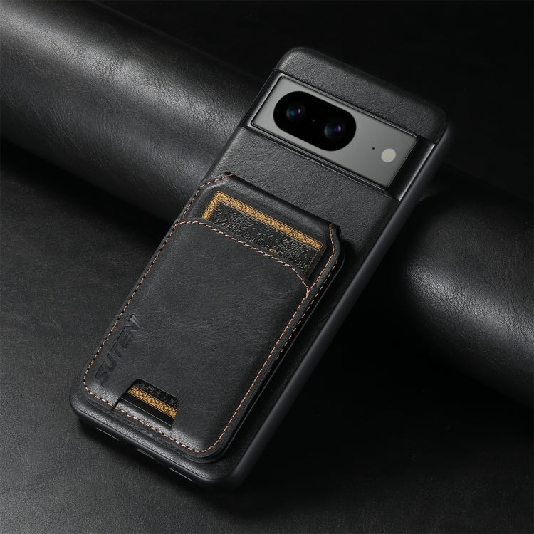 For Google Pixel 8a Suteni H02 Leather Wallet Stand Back Phone Case(Black) - Google Cases by Suteni | Online Shopping UK | buy2fix