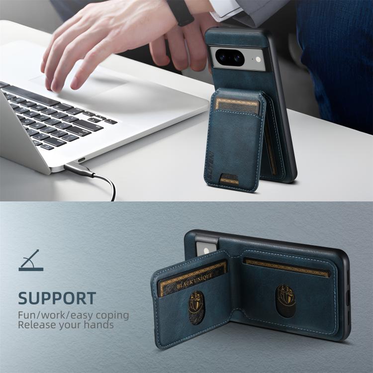 For Google Pixel 10 Pro XL Suteni H02 Leather Wallet Stand Back Phone Case(Blue) - Google Cases by Suteni | Online Shopping UK | buy2fix