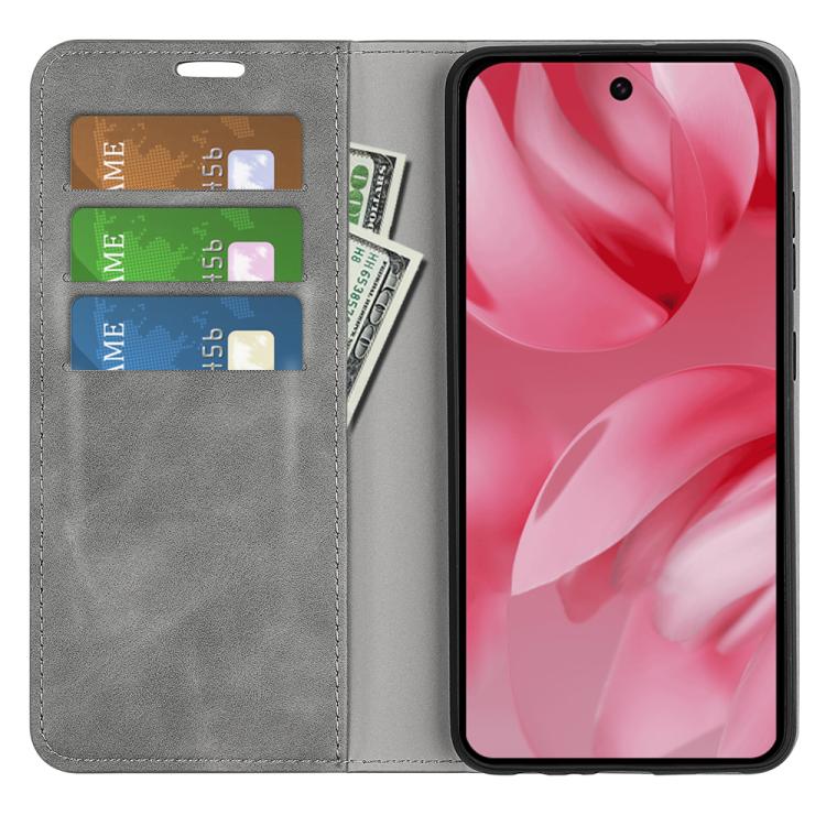 For Google Pixel 10 / 10 Pro Retro-skin Magnetic Suction Leather Phone Case(Grey) - Google Cases by buy2fix | Online Shopping UK | buy2fix