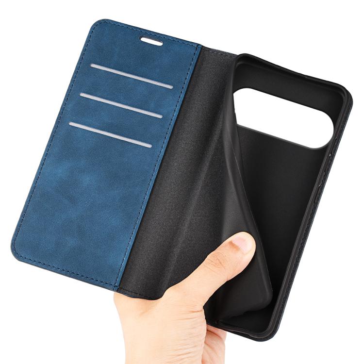 For Google Pixel 10 / 10 Pro Retro-skin Magnetic Suction Leather Phone Case(Dark Blue) - Google Cases by buy2fix | Online Shopping UK | buy2fix