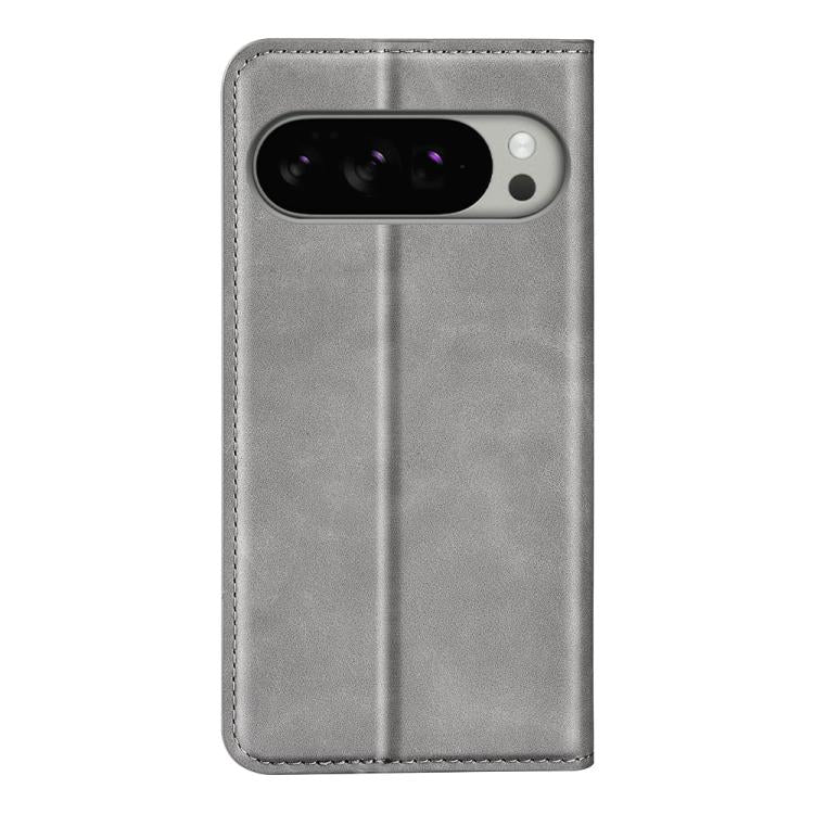 For Google Pixel 10 Pro XL Retro-skin Magnetic Suction Leather Phone Case(Grey) - Google Cases by buy2fix | Online Shopping UK | buy2fix