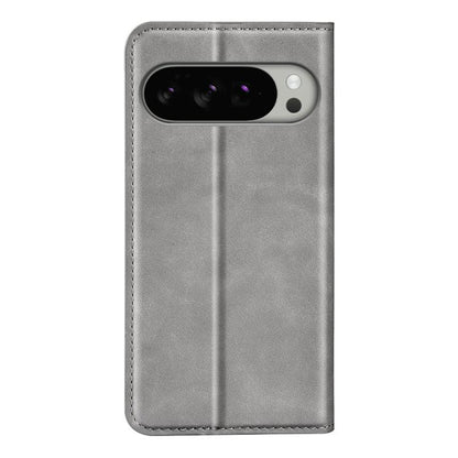 For Google Pixel 10 Pro XL Retro-skin Magnetic Suction Leather Phone Case(Grey) - Google Cases by buy2fix | Online Shopping UK | buy2fix