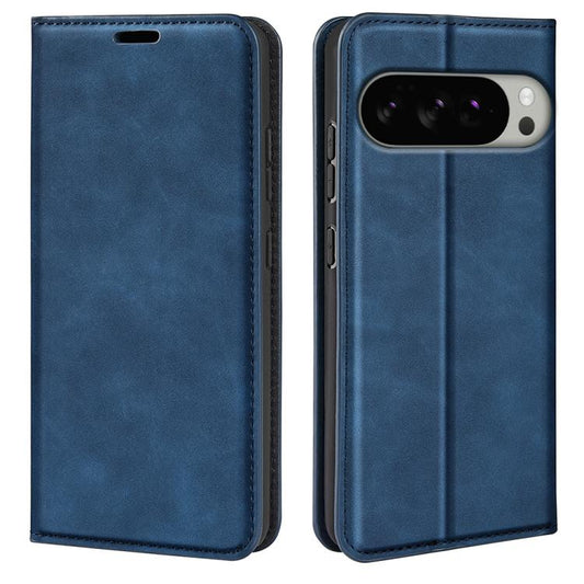 For Google Pixel 10 Pro XL Retro-skin Magnetic Suction Leather Phone Case(Dark Blue) - Google Cases by buy2fix | Online Shopping UK | buy2fix