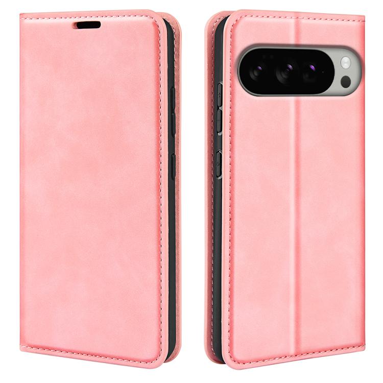 For Google Pixel 10 Pro XL Retro-skin Magnetic Suction Leather Phone Case(Pink) - Google Cases by buy2fix | Online Shopping UK | buy2fix