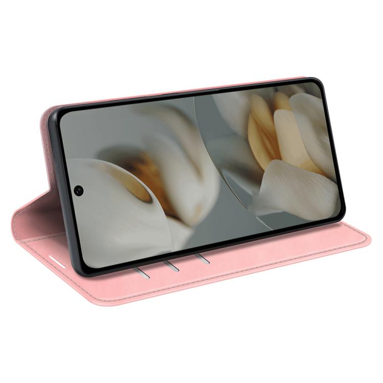For Google Pixel 10 Pro XL Retro-skin Magnetic Suction Leather Phone Case(Pink) - Google Cases by buy2fix | Online Shopping UK | buy2fix