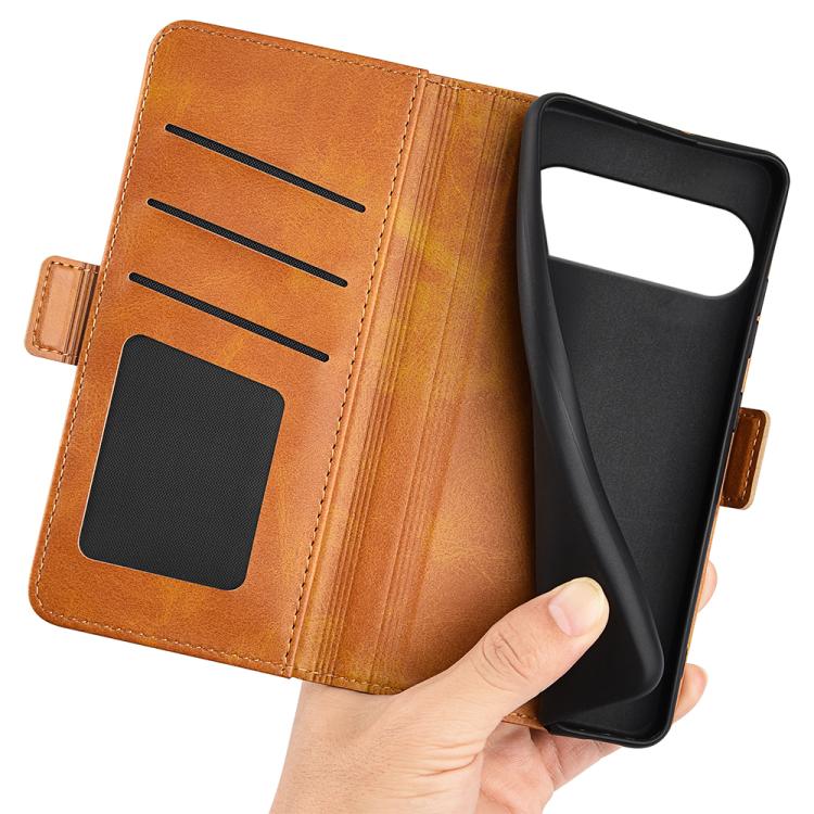 For Google Pixel 10 / 10 Pro Dual-side Magnetic Buckle Horizontal Flip Leather Phone Case(Yellow) - Google Cases by buy2fix | Online Shopping UK | buy2fix