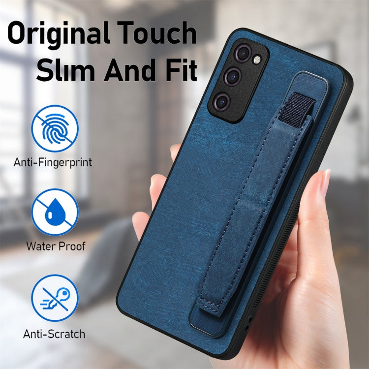 For Samsung Galaxy S20 FE Retro Wristband Holder Leather Back Phone Case(Blue) by buy2fix