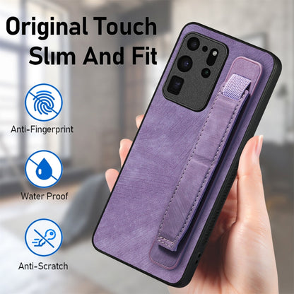 For Samsung Galaxy S20 Ultra 5G Retro Wristband Holder Leather Back Phone Case(Purple) by buy2fix