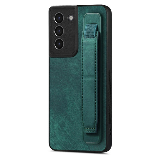 For Samsung Galaxy S21+ 5G Retro Wristband Holder Leather Back Phone Case(Green)