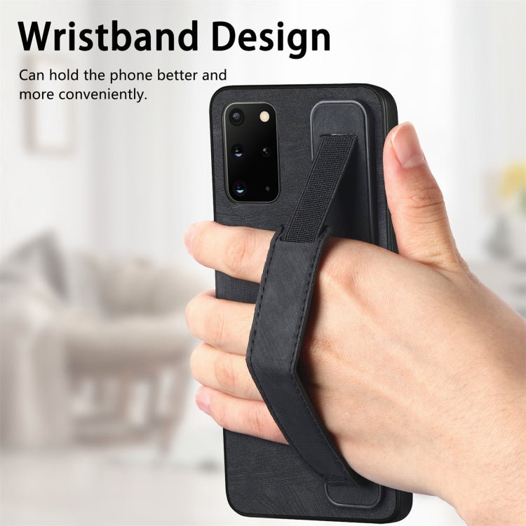 For Samsung Galaxy S20+ Retro Wristband Holder Leather Back Phone Case(Black) by buy2fix