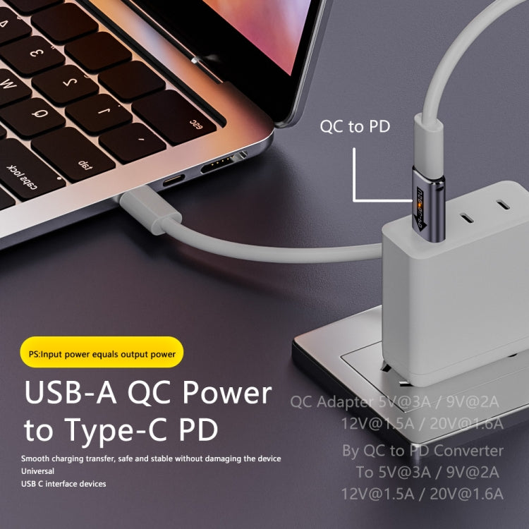 USB-A Male QC3.1 to Type-C Female PD 10Gbps Converter Adapter, Model:White without Indicator Light by buy2fix