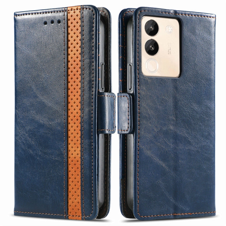 For vivo X100 CaseNeo Splicing Dual Magnetic Buckle Leather Phone Case(Blue) - vivo Cases by buy2fix | Online Shopping UK | buy2fix