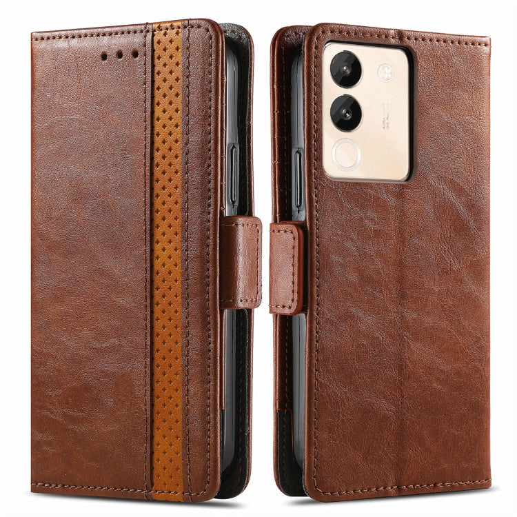 For vivo X100 CaseNeo Splicing Dual Magnetic Buckle Leather Phone Case(Brown) - vivo Cases by buy2fix | Online Shopping UK | buy2fix