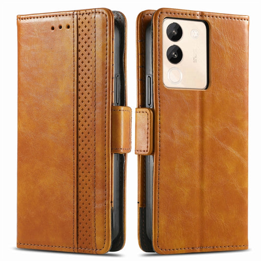 For vivo X100 Pro CaseNeo Splicing Dual Magnetic Buckle Leather Phone Case(Khaki) - vivo Cases by buy2fix | Online Shopping UK | buy2fix