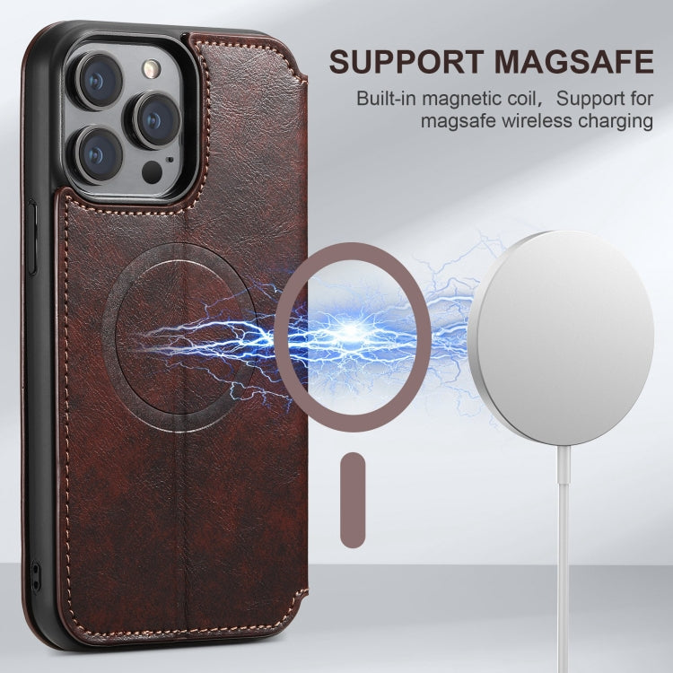 For iPhone 15 Pro Max Suteni J05 Leather Magnetic MagSafe Phone Case(Brown) - iPhone 15 Pro Max Cases by Suteni | Online Shopping UK | buy2fix