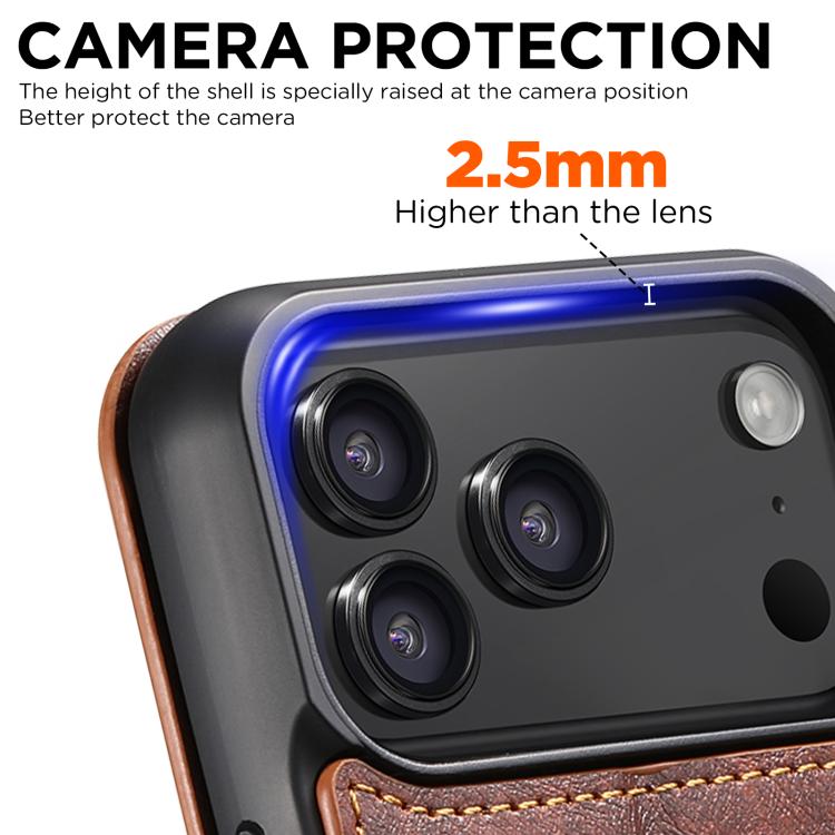 For iPhone 17 Pro Suteni J05 Leather Magnetic MagSafe Phone Case(Khaki) - iPhone 17 Pro Cases by Suteni | Online Shopping UK | buy2fix