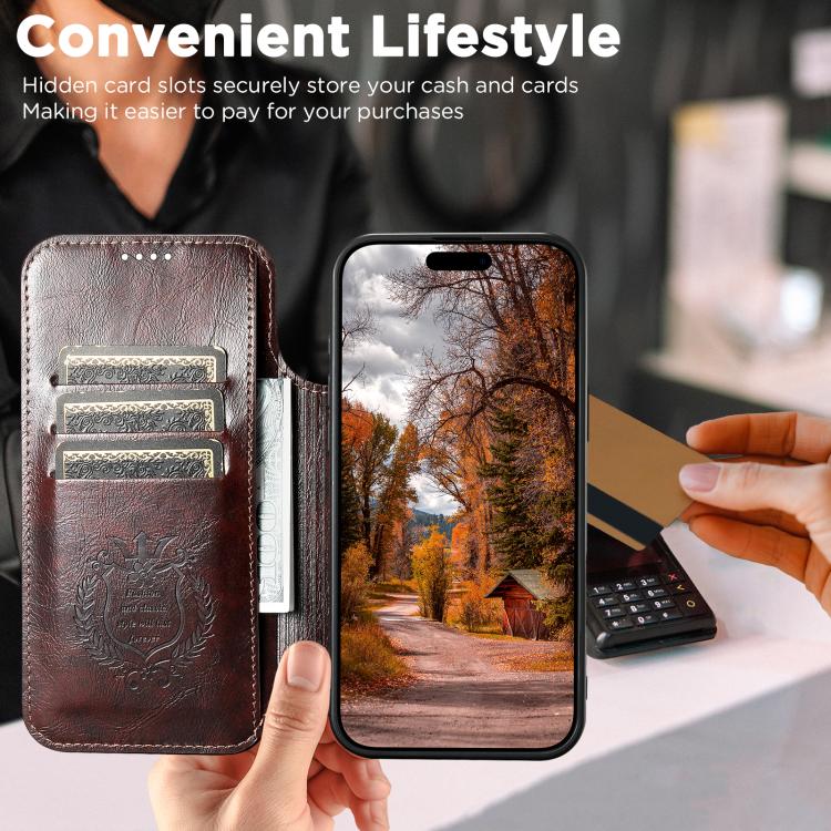 For iPhone Air Suteni J05 Leather Magnetic MagSafe Phone Case(Brown) - iPhone Air Cases by Suteni | Online Shopping UK | buy2fix