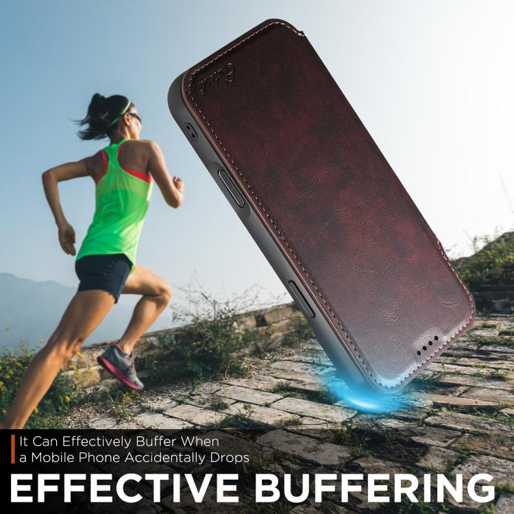 For iPhone Air Suteni J05 Leather Magnetic MagSafe Phone Case(Brown) - iPhone Air Cases by Suteni | Online Shopping UK | buy2fix