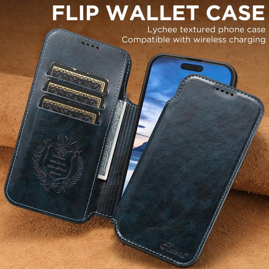 For iPhone Air Suteni J05 Leather Magnetic MagSafe Phone Case(Blue) - iPhone Air Cases by Suteni | Online Shopping UK | buy2fix