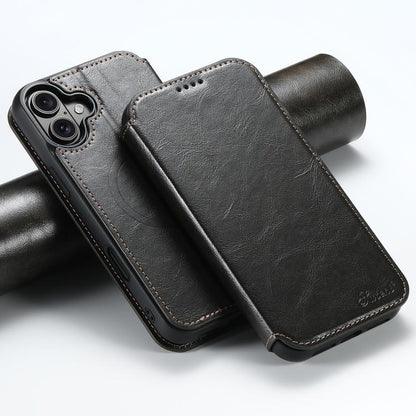 For iPhone 17 Suteni J05 Leather Magnetic MagSafe Phone Case(Black) - iPhone 17 Cases by Suteni | Online Shopping UK | buy2fix