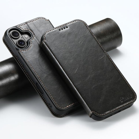 For iPhone 17 Suteni J05 Leather Magnetic MagSafe Phone Case(Black) - iPhone 17 Cases by Suteni | Online Shopping UK | buy2fix