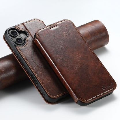 For iPhone 17 Suteni J05 Leather Magnetic MagSafe Phone Case(Khaki) - iPhone 17 Cases by Suteni | Online Shopping UK | buy2fix
