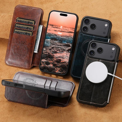 For iPhone 15 Pro Suteni J05 Leather Magnetic MagSafe Phone Case(Brown) - iPhone 15 Pro Cases by Suteni | Online Shopping UK | buy2fix