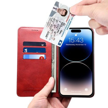 For iPhone 15 Pro Max Suteni Calf Texture Horizontal Flip Leather Phone Case(Red) - iPhone 15 Pro Max Cases by Suteni | Online Shopping UK | buy2fix