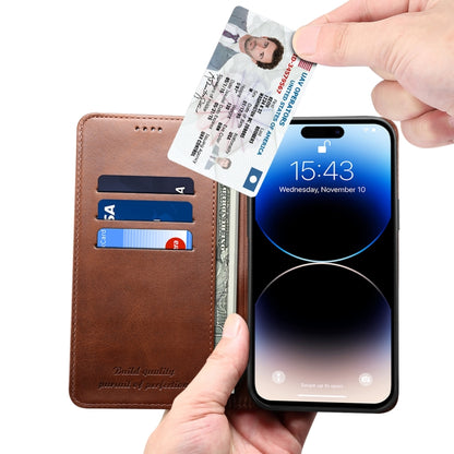For iPhone 15 Pro Suteni Calf Texture Horizontal Flip Leather Phone Case(Brown) - iPhone 15 Pro Cases by Suteni | Online Shopping UK | buy2fix