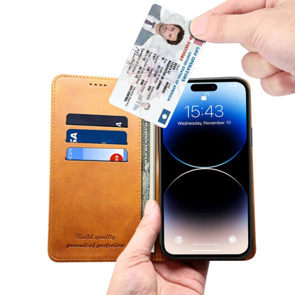 For iPhone 15 Pro Suteni Calf Texture Horizontal Flip Leather Phone Case(Khaki) - iPhone 15 Pro Cases by Suteni | Online Shopping UK | buy2fix