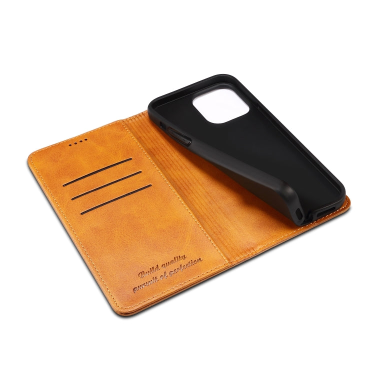For iPhone 15 Pro Suteni Calf Texture Horizontal Flip Leather Phone Case(Khaki) - iPhone 15 Pro Cases by Suteni | Online Shopping UK | buy2fix