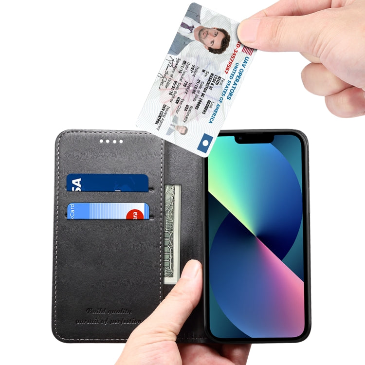 For iPhone 15 Suteni Calf Texture Horizontal Flip Leather Phone Case(Black) - iPhone 15 Cases by Suteni | Online Shopping UK | buy2fix
