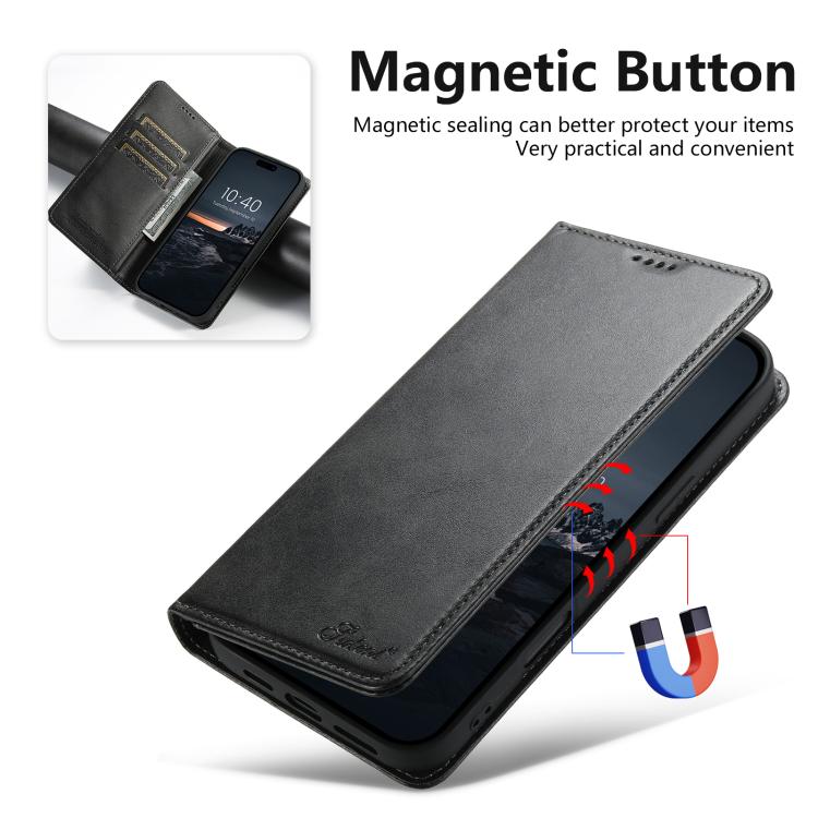 For iPhone 17 Air Suteni Calf Texture Horizontal Flip Leather Phone Case(Black) - iPhone 17 Air Cases by Suteni | Online Shopping UK | buy2fix