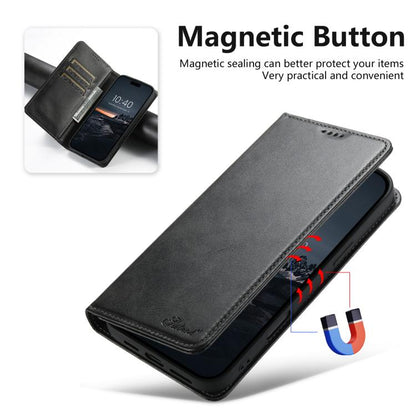 For iPhone 17 Air Suteni Calf Texture Horizontal Flip Leather Phone Case(Black) - iPhone 17 Air Cases by Suteni | Online Shopping UK | buy2fix