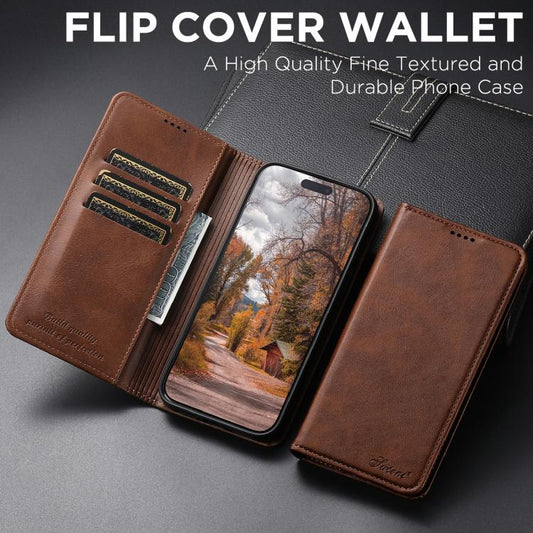 For iPhone Air Suteni Calf Texture Horizontal Flip Leather Phone Case(Brown) - iPhone Air Cases by Suteni | Online Shopping UK | buy2fix