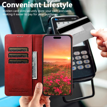 For iPhone 17 Air Suteni Calf Texture Horizontal Flip Leather Phone Case(Red) - iPhone 17 Air Cases by Suteni | Online Shopping UK | buy2fix