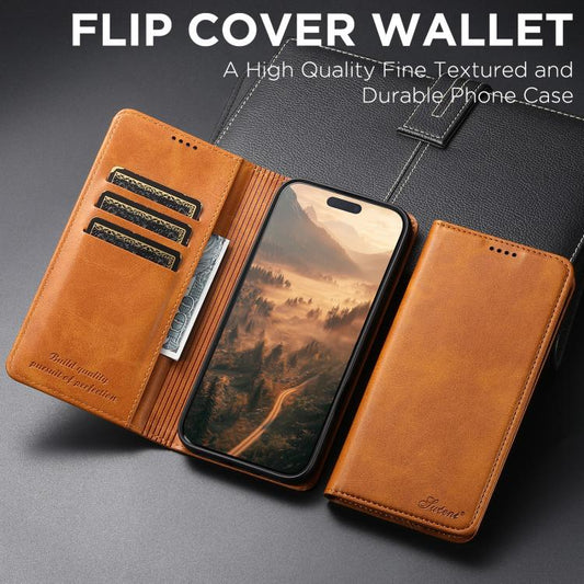 For iPhone 17 Air Suteni Calf Texture Horizontal Flip Leather Phone Case(Khaki) - iPhone 17 Air Cases by Suteni | Online Shopping UK | buy2fix