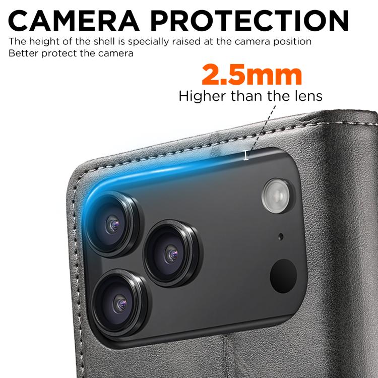 For iPhone 17 Suteni Calf Texture Horizontal Flip Leather Phone Case(Black) - iPhone 17 Cases by Suteni | Online Shopping UK | buy2fix