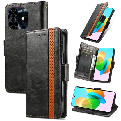 For Tecno Spark 20C / GO 2024 CaseNeo Splicing Dual Magnetic Buckle Leather Phone Case(Black) by buy2fix
