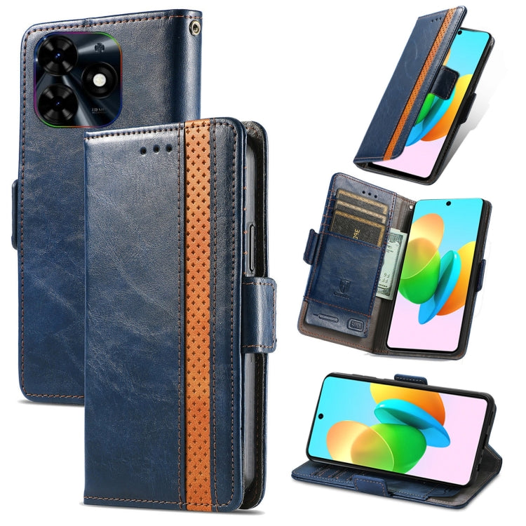 For Tecno Spark 20C / GO 2024 CaseNeo Splicing Dual Magnetic Buckle Leather Phone Case(Blue) by buy2fix