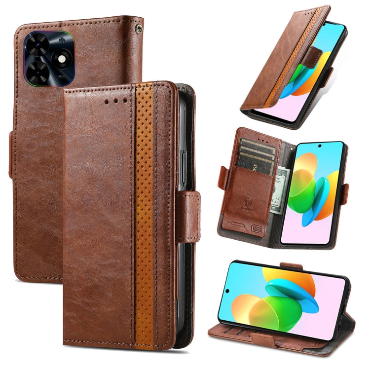 For Tecno Spark 20C / GO 2024 CaseNeo Splicing Dual Magnetic Buckle Leather Phone Case(Brown) by buy2fix