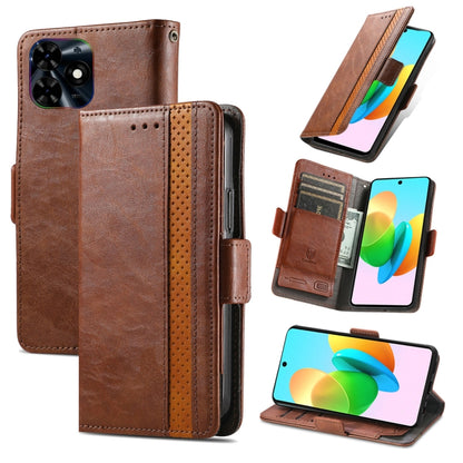 For Tecno Spark 20C / GO 2024 CaseNeo Splicing Dual Magnetic Buckle Leather Phone Case(Brown) by buy2fix